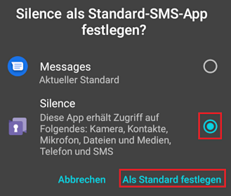 Silence als Default-SMS-App